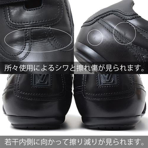 ルイヴィトン 靴 メンズ スニーカー マジックテープ サイズ 25.5cm 表記サイズ 6 1/2 カーフ ブラック Louis Vuitton 中古