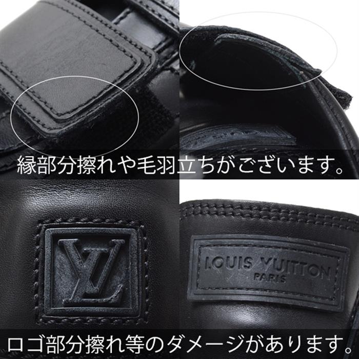 ルイヴィトン 靴 メンズ スニーカー マジックテープ サイズ 25.5cm 表記サイズ 6 1/2 カーフ ブラック Louis Vuitton 中古