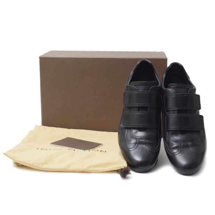 ルイヴィトン 靴 メンズ スニーカー マジックテープ サイズ 25.5cm 表記サイズ 6 1/2 カーフ ブラック Louis Vuitton 中古