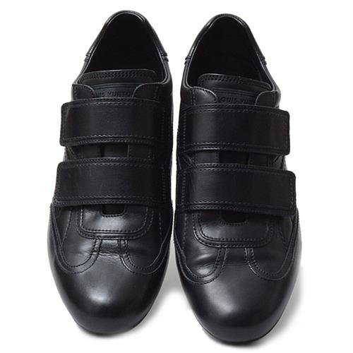 ルイヴィトン 靴 メンズ スニーカー マジックテープ サイズ 25.5cm 表記サイズ 6 1/2 カーフ ブラック Louis Vuitton 中古