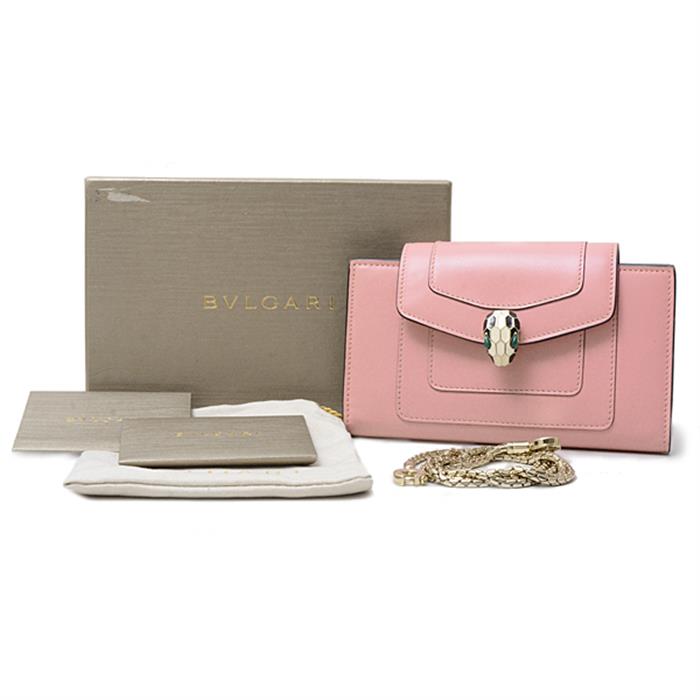 ブルガリ 財布 レディース セルペンティ 長財布 2つ折りチェーンウォレット レザー ピング BVLGARI 288027 中古