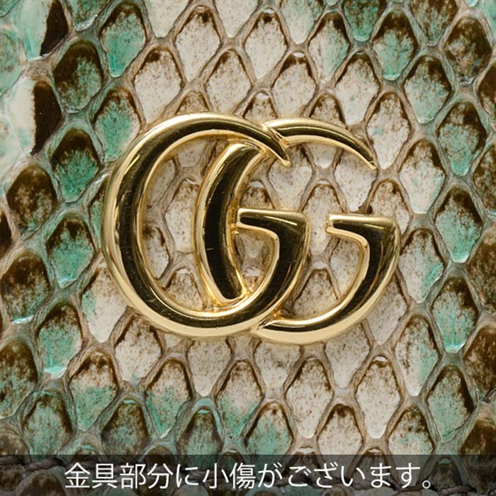 グッチ 財布 レディース ダブルG コンパクトウォレット 二つ折り パイソン柄 グリーン系 456126 GUCCI【中古】
