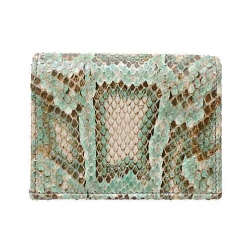 グッチ 財布 レディース ダブルG コンパクトウォレット 二つ折り パイソン柄 グリーン系 456126 GUCCI【中古】