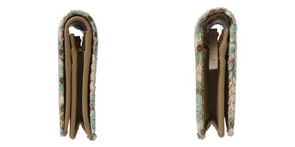 グッチ 財布 レディース ダブルG コンパクトウォレット 二つ折り パイソン柄 グリーン系 456126 GUCCI【中古】