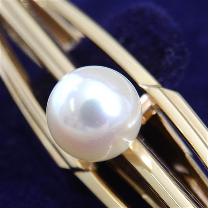 ミキモト カフス タイピン メンズ パール カフス タイピン セット イエローゴールド MIKIMOTO K14 中古