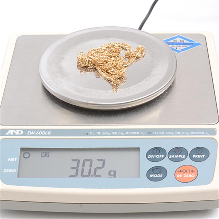 喜平 ネックレス K18 Mカット トリプル 30g 50cm 造幣局検定刻印入 メンズ レディース チェーン イエローゴールド YG 中古