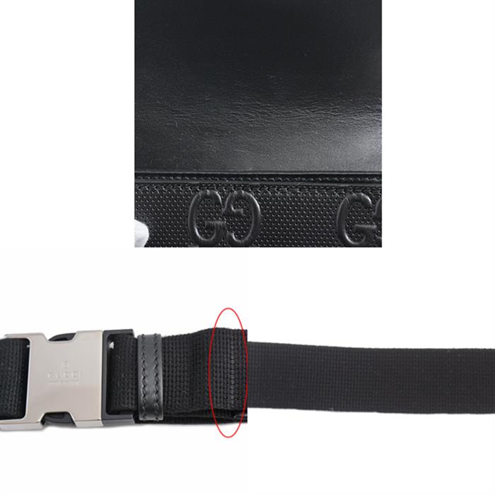 グッチ バッグ メンズ GGエンボス ウエストバッグ Wポーチ ショルダーバッグ ブラック レザー GUCCI 631339 中古
