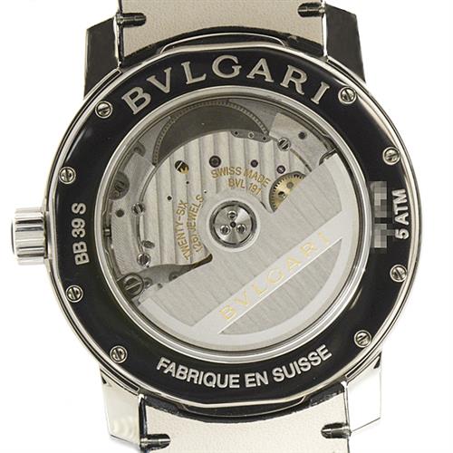 ブルガリ 時計 メンズ ブルガリブルガリ ソロテンポ シルバー文字盤 革ベルト 自動巻  BVLGARI BB39S SS 中古