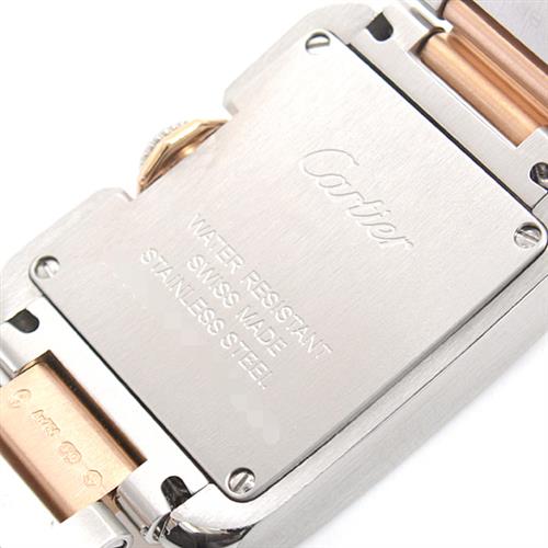カルティエ 時計 レディース タンクアングレーズ シルバー文字盤 電池式 Cartier W5310036 SS×PG 中古