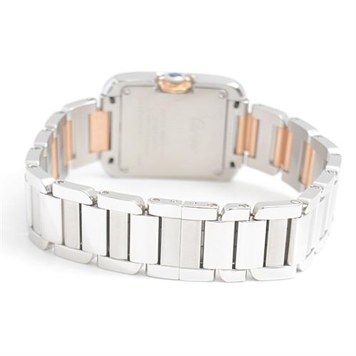 カルティエ 時計 レディース タンクアングレーズ シルバー文字盤 電池式 Cartier W5310036 SS×PG 中古