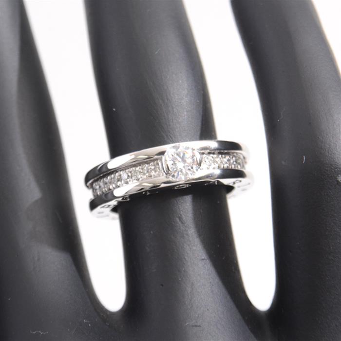 ブルガリ 指輪 レディース ビー ゼロワン B-ZERO1 ソリテール ダイヤリング 49号 D0.34ct ホワイトゴールド BVLGARI 750WG 中古