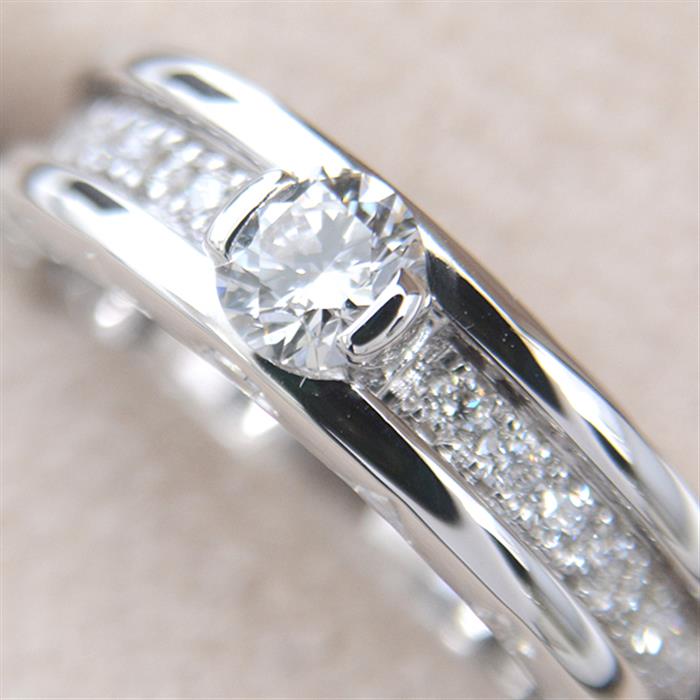 ブルガリ 指輪 レディース ビー ゼロワン B-ZERO1 ソリテール ダイヤリング 49号 D0.34ct ホワイトゴールド BVLGARI 750WG 中古