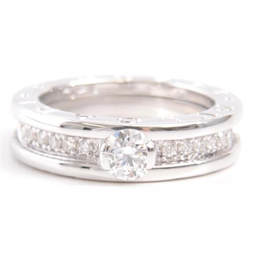 ブルガリ 指輪 レディース ビー ゼロワン B-ZERO1 ソリテール ダイヤリング 49号 D0.34ct ホワイトゴールド BVLGARI 750WG 中古