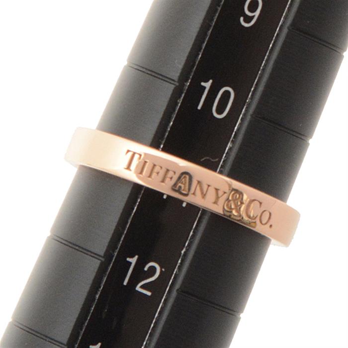 ティファニー 指輪 メンズ レディース ロゴ フラットバンド リング ペア ピンクゴールド 5号 11号 TIFFANY 750PG 中古