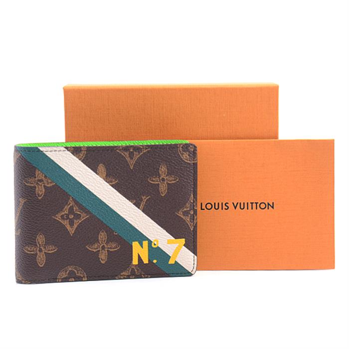 ルイヴィトン 財布 メンズ モノグラム ポルトフォイユ ミュルティプル 二つ折り コンパクトウォレット 黄緑 Louis Vuitton M81257 中古
