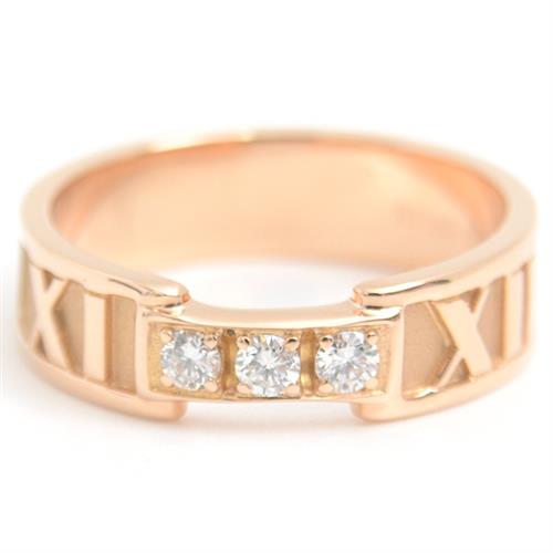 ティファニー 指輪 レディース アトラス 3Pダイヤモンド リング 11.5号 ピンクゴールド TIFFANY 750PG 中古