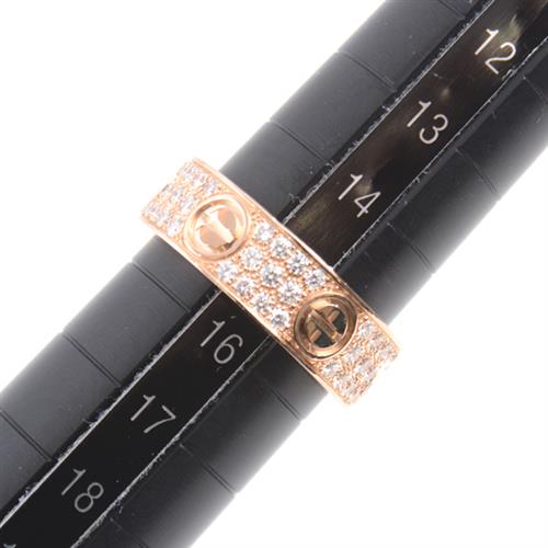 カルティエ 指輪 ユニセックス ラブリング フル パヴェダイヤモンド リング 55号 ピンクゴールド Cartier 750PG 中古