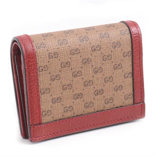 グッチ 財布 メンズ レディース ミニGGスプリーム カードケース ウォレット 二つ折り財布 ドラえもん レッド ブラウン 647788 GUCCI 中古