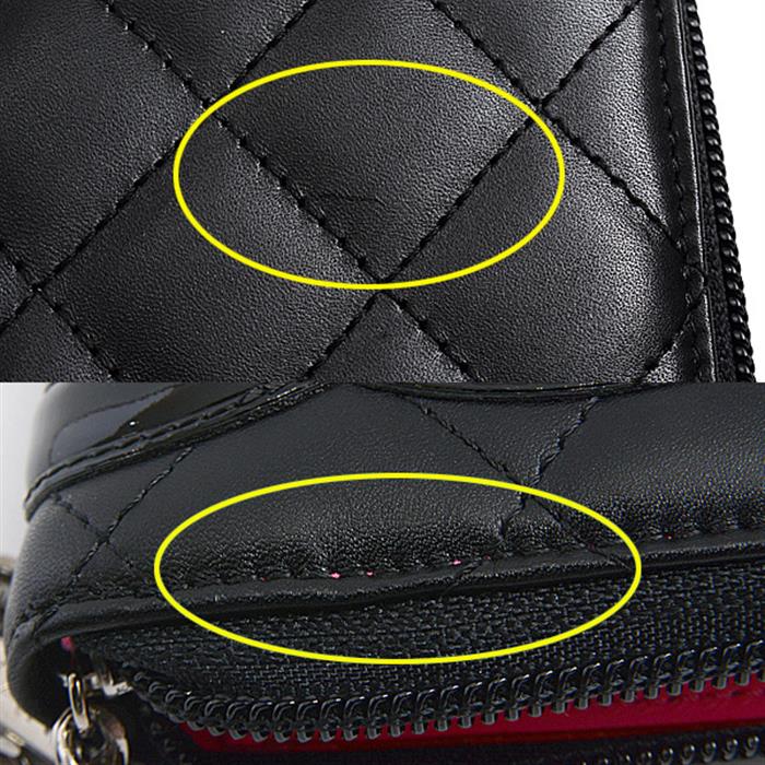 シャネル 財布 レディース ラウンドファスナー オーガナイザー 長財布 ココマーク レザー ブラック×ピンク CHANEL A26710 中古