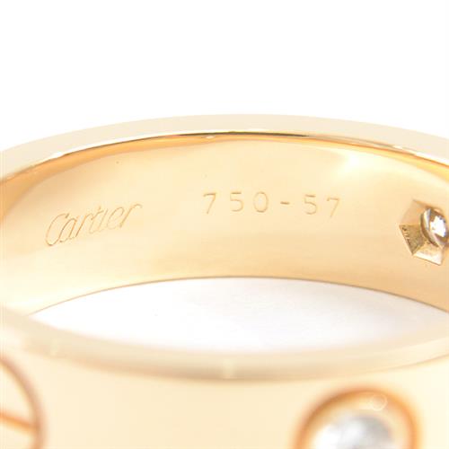 カルティエ 指輪 メンズ 3P ダイヤ ラブリング 57号 実寸16.5号 ハーフダイヤ イエローゴールド Cartier 750YG 中古
