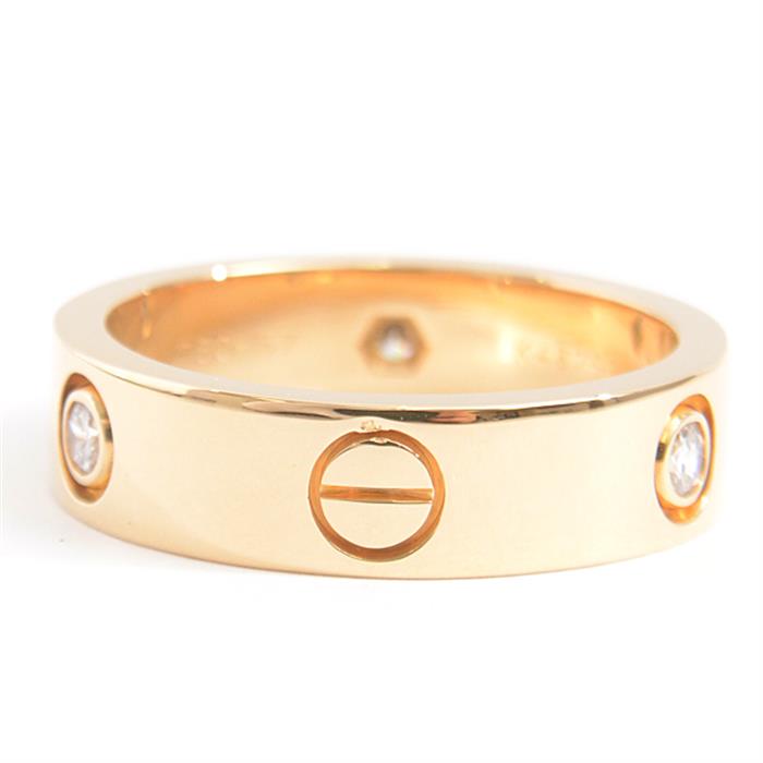 カルティエ 指輪 メンズ 3P ダイヤ ラブリング 57号 実寸16.5号 ハーフダイヤ イエローゴールド Cartier 750YG 中古