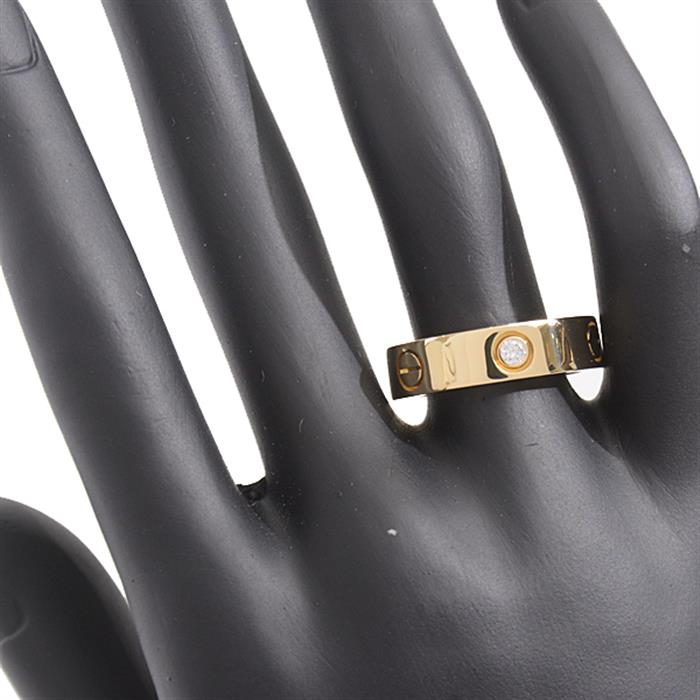 カルティエ 指輪 メンズ 3P ダイヤ ラブリング 57号 実寸16.5号 ハーフダイヤ イエローゴールド Cartier 750YG 中古