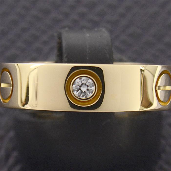 カルティエ 指輪 メンズ 3P ダイヤ ラブリング 57号 実寸16.5号 ハーフダイヤ イエローゴールド Cartier 750YG 中古
