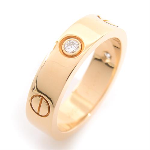 カルティエ 指輪 メンズ 3P ダイヤ ラブリング 57号 実寸16.5号 ハーフダイヤ イエローゴールド Cartier 750YG 中古