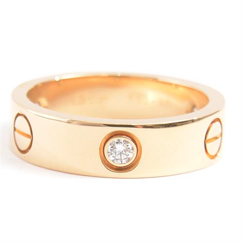 カルティエ 指輪 メンズ 3P ダイヤ ラブリング 57号 実寸16.5号 ハーフダイヤ イエローゴールド Cartier 750YG 中古