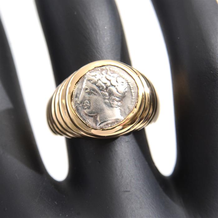 ブルガリ 指輪 レディース モネーテ 古代コイン リング 11号 イエローゴールド BVLGARI 750YG 中古