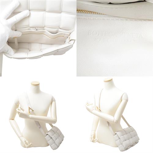 ボッテガヴェネタ バッグ レディース パデットカセットショルダーバッグ ショルダーバッグ レザー ホワイト BOTTEGA VENETA 中古