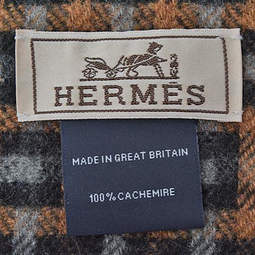 エルメス マフラー メンズ レディース H柄 タータンチェック フリンジマフラー マルチカラー カシミヤ HERMES 中古