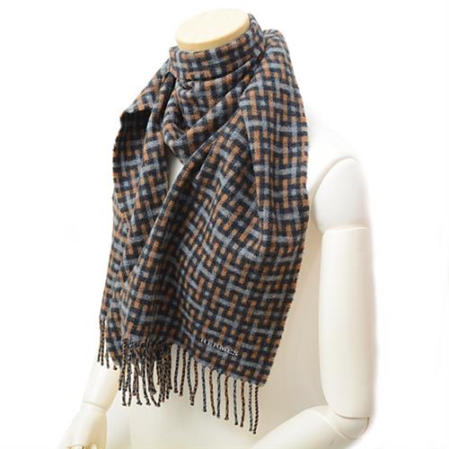 エルメス マフラー メンズ レディース H柄 タータンチェック フリンジマフラー マルチカラー カシミヤ HERMES 中古