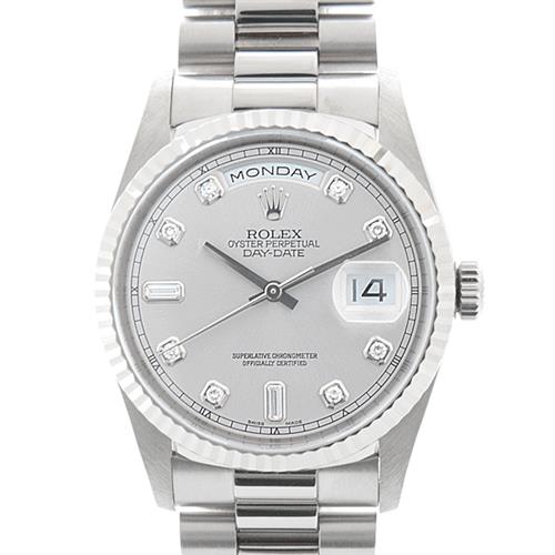 ロレックス 時計 メンズ デイデイト A番 8Pダイヤ 2Pバケットダイヤ ホワイトゴールド 自動巻 ROLEX 750WG 18239A 中古