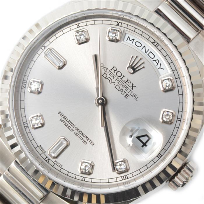 ロレックス 時計 メンズ デイデイト A番 8Pダイヤ 2Pバケットダイヤ ホワイトゴールド 自動巻 ROLEX 750WG 18239A 中古