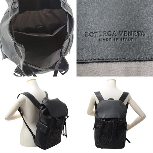 ボッテガヴェネタ バッグ メンズ ラムスキン イントレチャート バックパック リュック ブラック BOTTEGA VENETA 中古