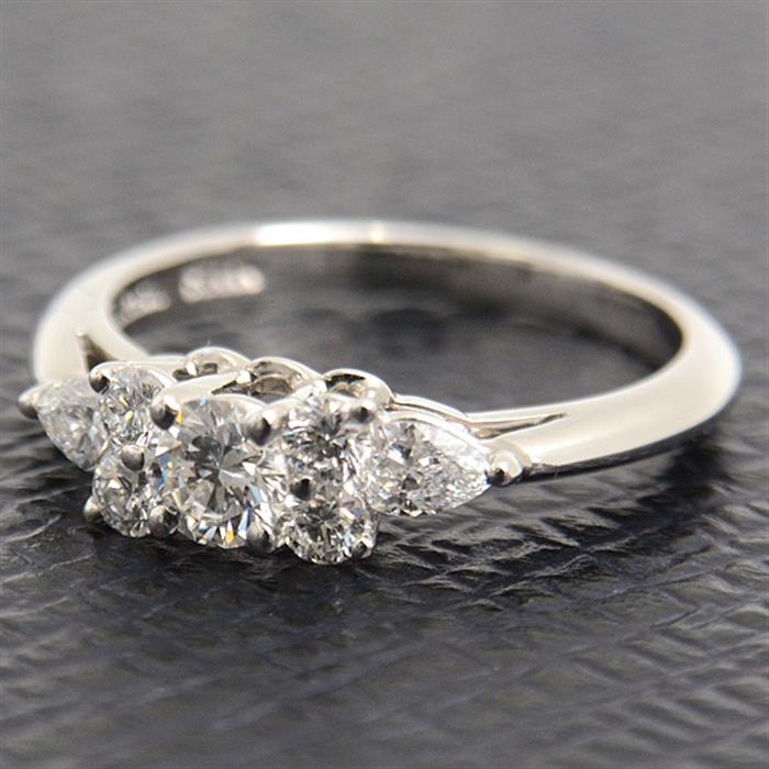 ティファニー 指輪 レディース セブンストーン 立爪 ダイヤモンド リング 9号 プラチナ TIFFANY PT950 中古