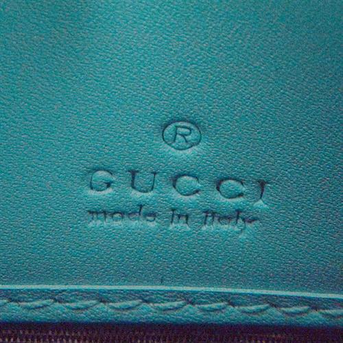 グッチ 財布 レディース グッチシマ リボン付きフラップ長財布 レザー ブルー系 GUCCI 388679 中古