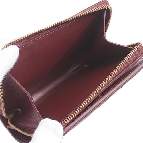 ボッテガヴェネタ 財布 レディース イントレチャート 二つ折り L字 ファスナーウォレット ボルドー BOTTEGA VENETA 701458 中古