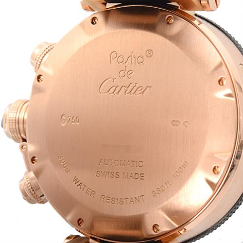 カルティエ 時計 メンズ パシャ シータイマー クロノグラフ ブラック文字盤 自動巻 ピンクゴールド Cartier 750PG W301980M 中古