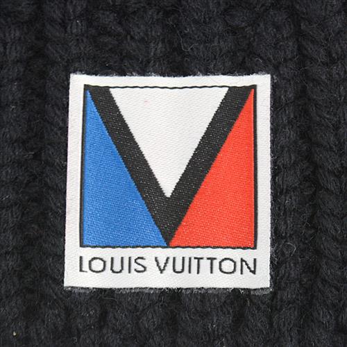 ルイヴィトン マフラー レディース メンズ ケーブルニット ブラック ウール Louis Vuitton M75368 中古