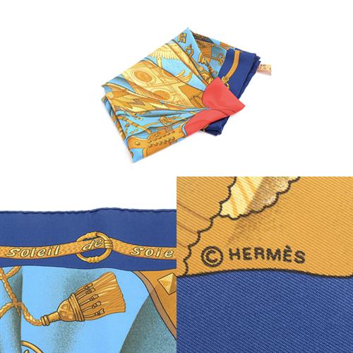 HERMES 大判スカーフ カレ90 Soleil de soie シルクの太陽