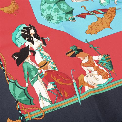 エルメス スカーフ レディース カレ90 シルク OMBRELLES ET PARAPLUTES 日傘と雨傘 マルチカラー HERMES 中古