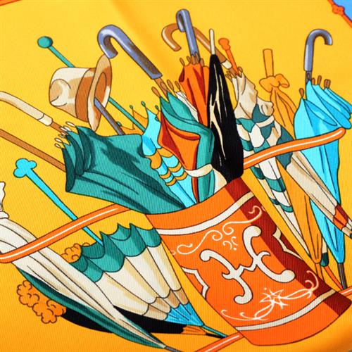 エルメス スカーフ レディース カレ90 シルク OMBRELLES ET PARAPLUTES 日傘と雨傘 マルチカラー HERMES 中古