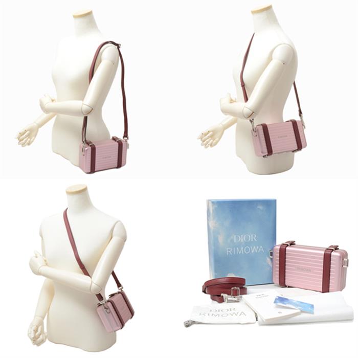 クリスチャンディオール バッグ 財布 レディース パーソナルクラッチ リモワコラボ ショルダーバッグ 長財布 アルミニウム ピンク Christian Dior 2DRCA295YWT 中古