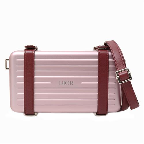 クリスチャンディオール バッグ 財布 レディース パーソナルクラッチ リモワコラボ ショルダーバッグ 長財布 アルミニウム ピンク Christian Dior 2DRCA295YWT 中古