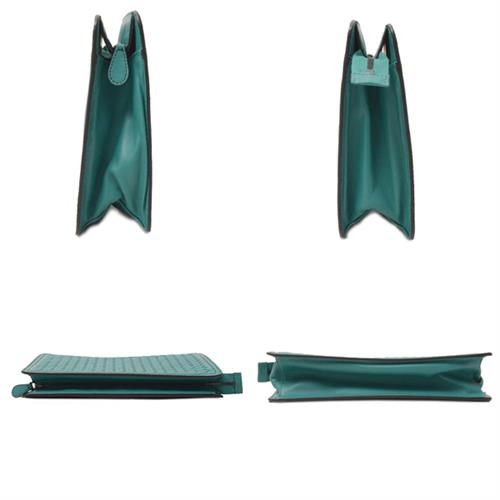 ボッテガヴェネタ バッグ レディース イントレチャート セカンドバッグ クラッチバッグ ラムレザー ターコイズグリーン BOTTEGA VENETA 中古