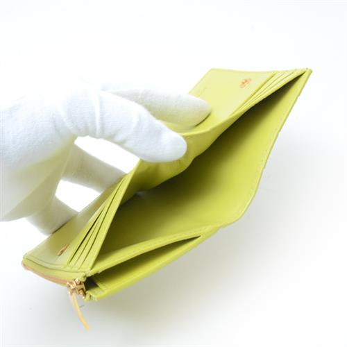 ボッテガヴェネタ 財布 レディース イントレチャート 二つ折り財布 コンパクトウォレット ライムグリーン BOTTEGA VENETA 中古