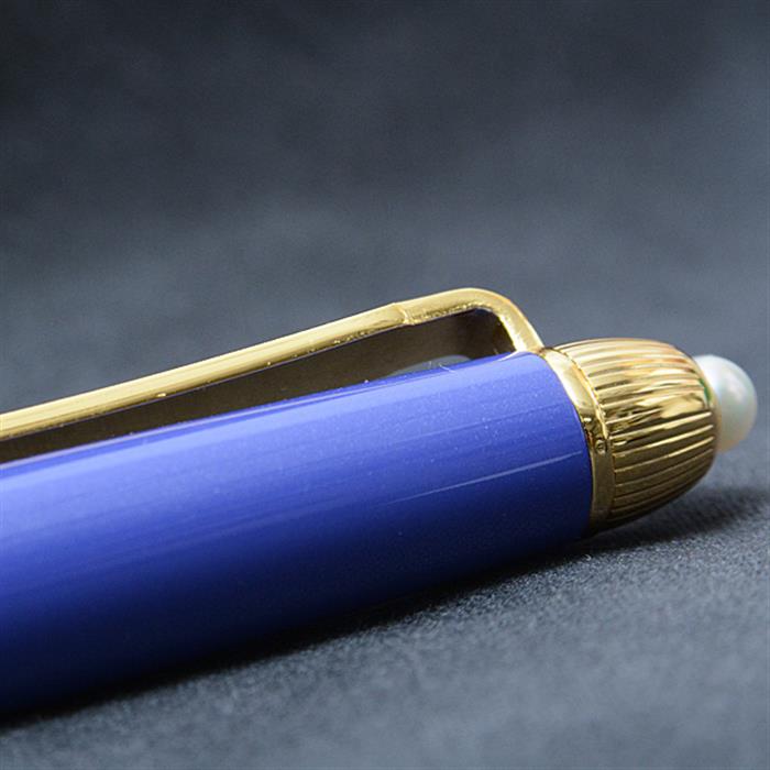 ミキモト 筆記具 ユニセックス ツイスト式ボールペン 真珠付き ノベルティ 非売品 P4.2mm ブルー MIKIMOTO 中古