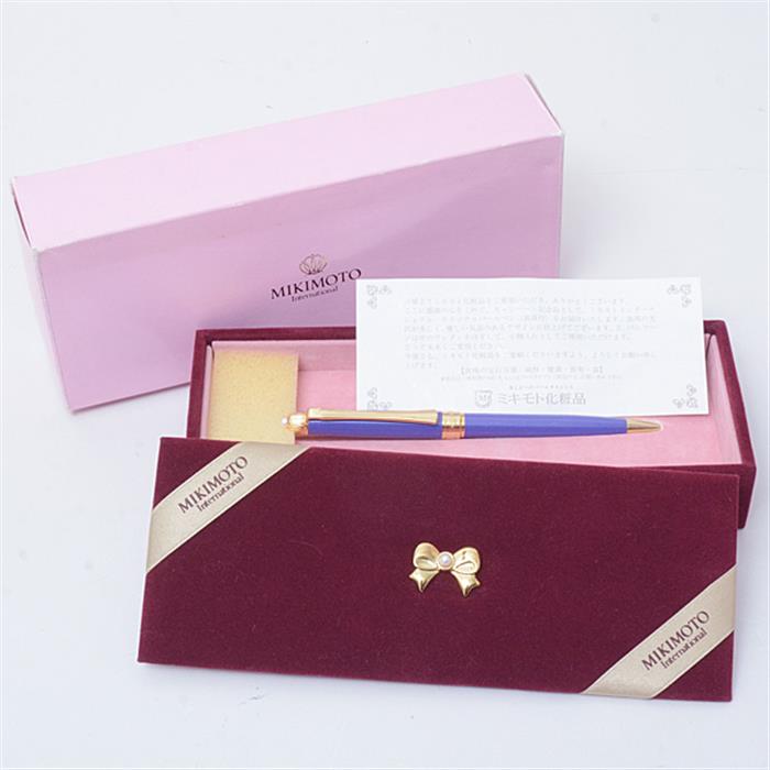ミキモト 筆記具 ユニセックス ツイスト式ボールペン 真珠付き ノベルティ 非売品 P4.2mm ブルー MIKIMOTO 中古